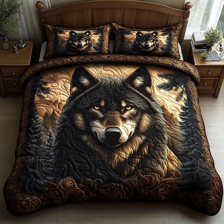 3-Piece Quilted Blanket Set - Woodland Animals