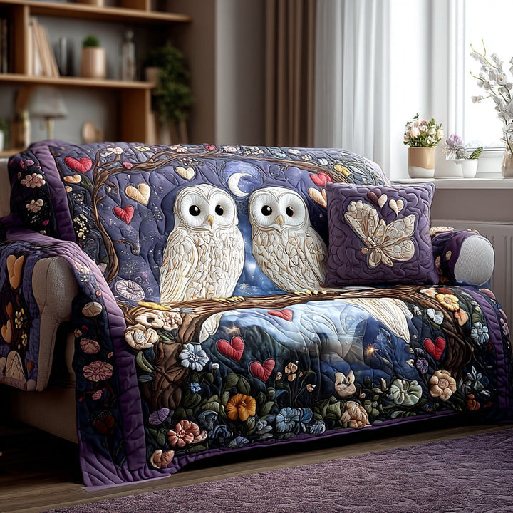 Quilted sofa cover with night owls – Louise London