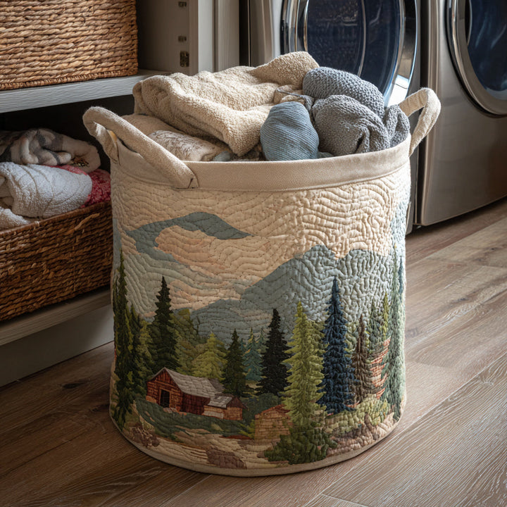 Quilted laundry basket with oak leaves by Louise London