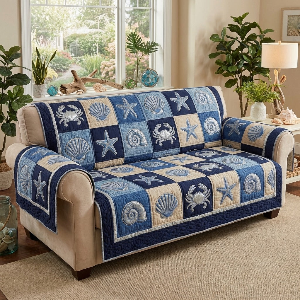 Quilted sofa cover with seaside charm – Louise London