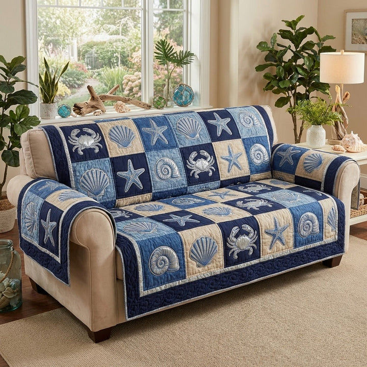 Quilted sofa cover with seaside charm – Louise London