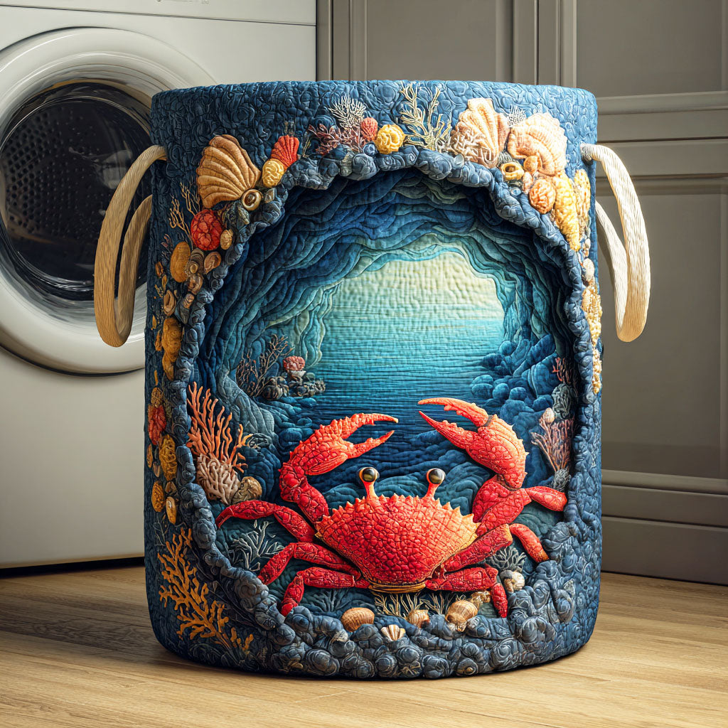 Quilted laundry basket with marine pattern – product image 6