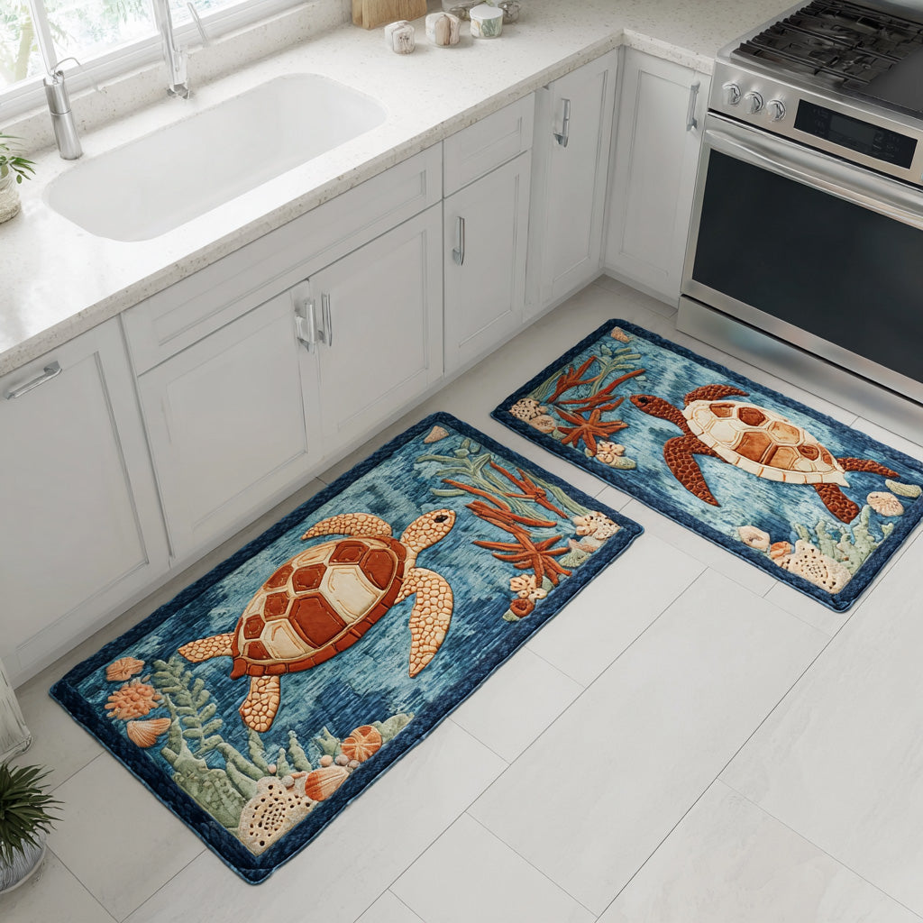 Non-slip kitchen rug with waves and open sea by Louise London