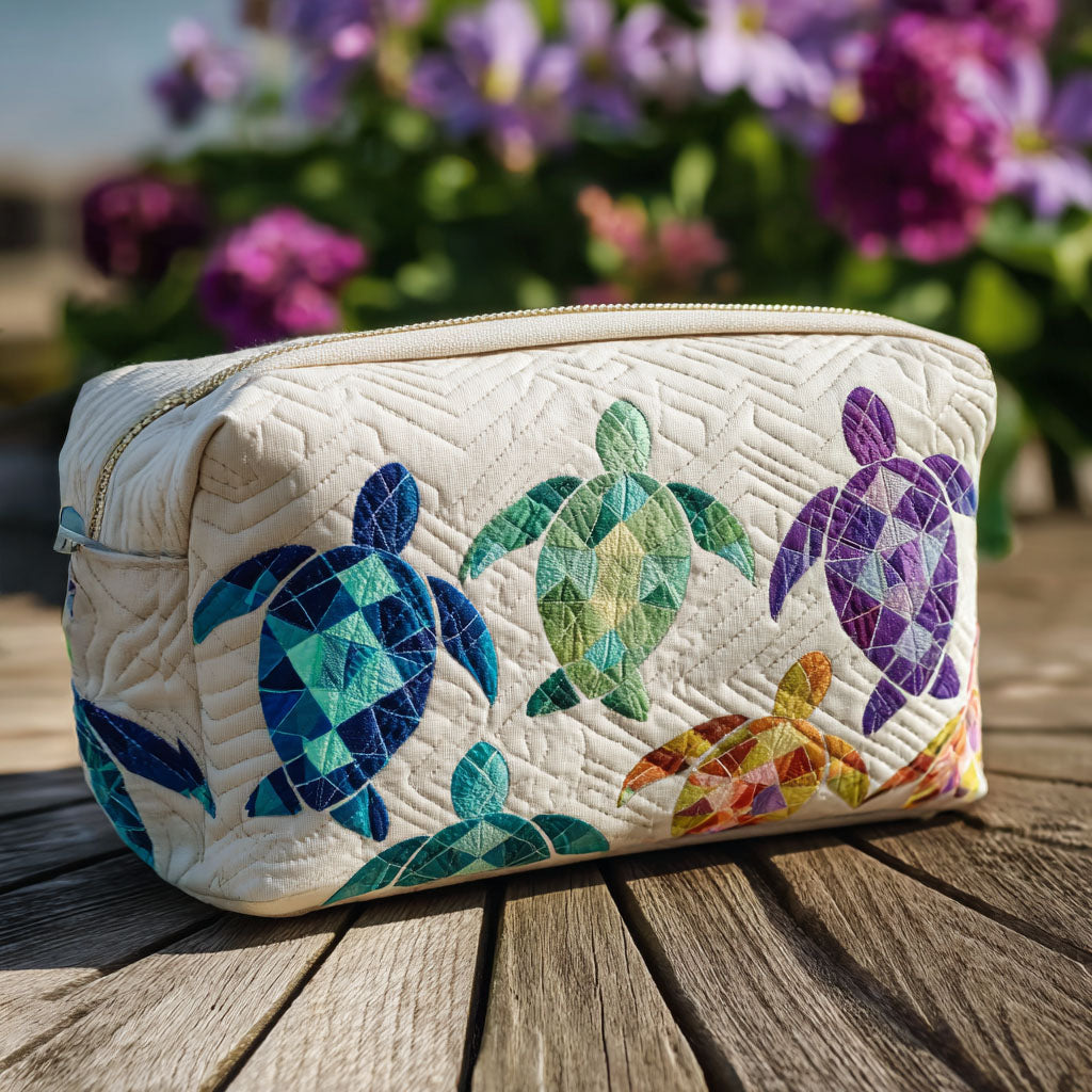 Ocean Drift quilted makeup bag – Louise London