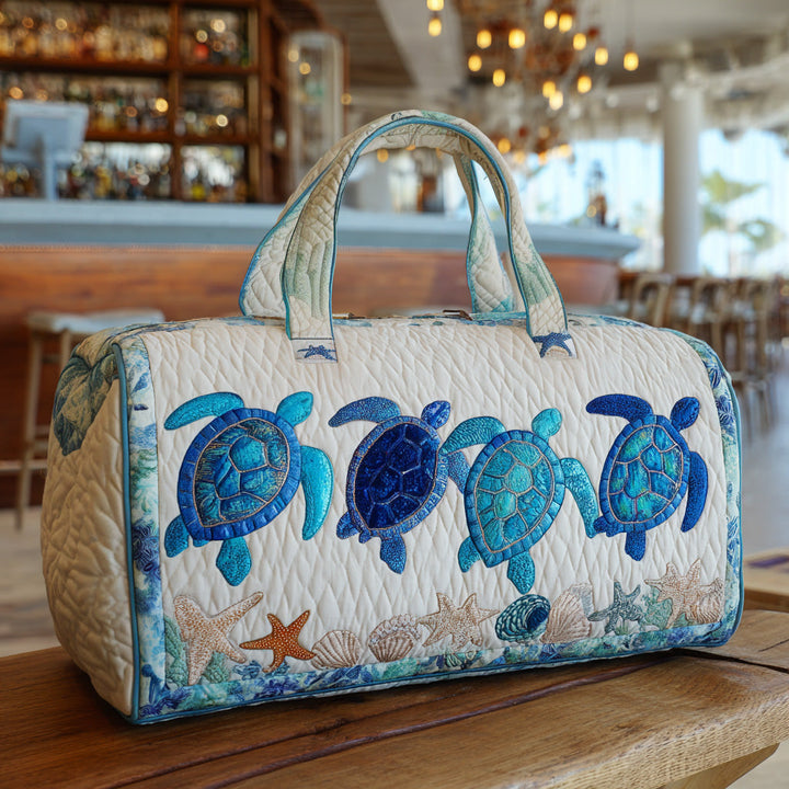 Quilted Shoulder Travel Bag with Ocean Turtle by Louise London