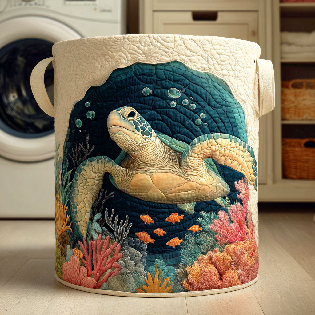 Quilted laundry basket with marine pattern – product image 5