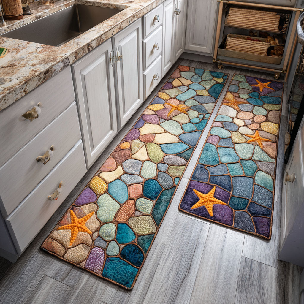 Non-slip kitchen rug with ocean view by Louise London