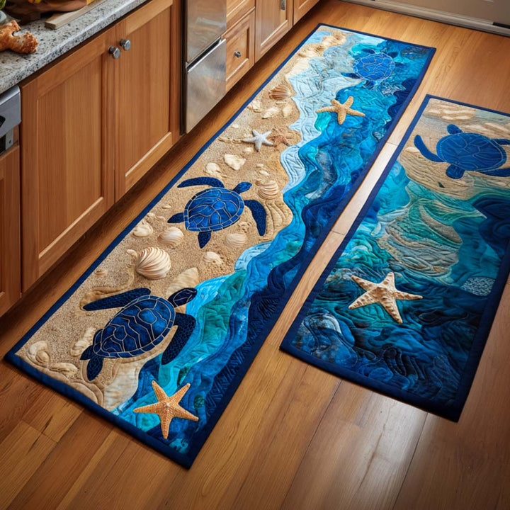 Non-slip kitchen rug with elegant oceanic atmosphere by Louise London