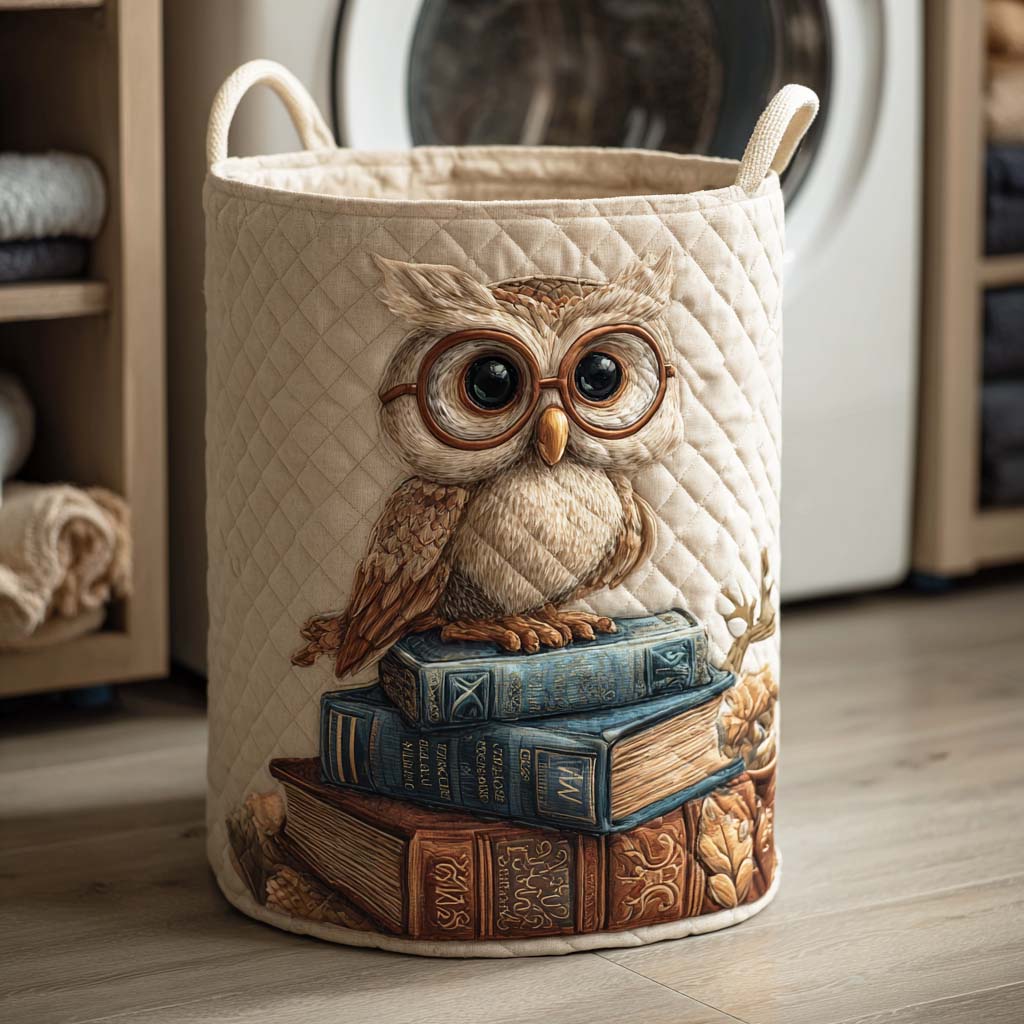 Quilted laundry basket with owl by Louise London
