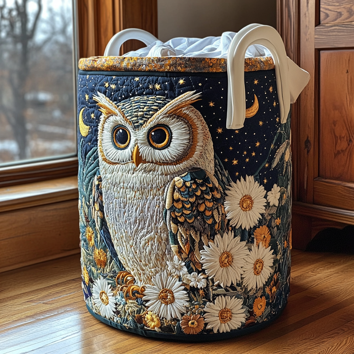 Quilted laundry basket with owl by Louise London