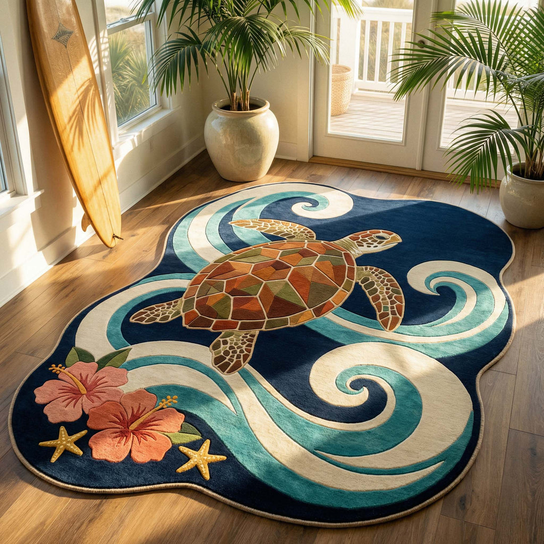 Custom Area Rug in the Shape of a Pacific Turtle NCU0HH1974