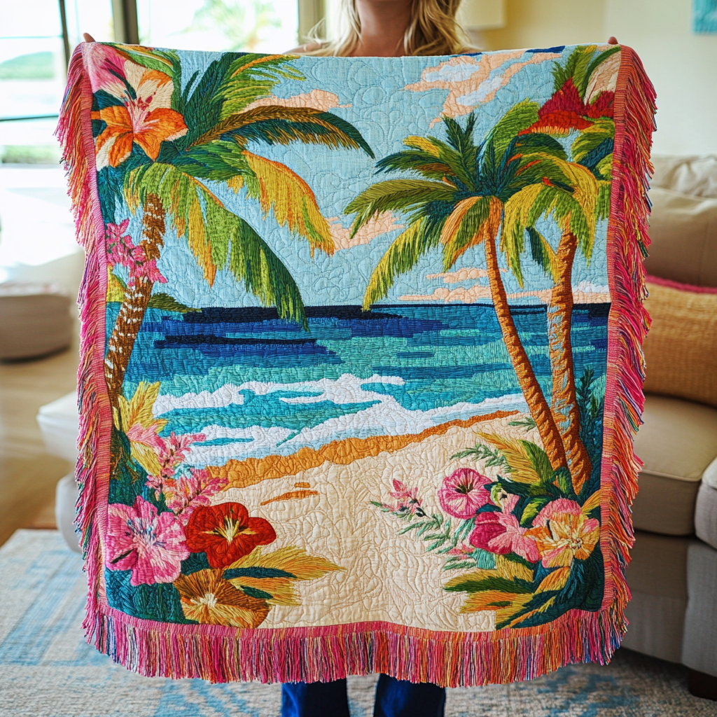 Paradise Escape Woven Blanket by Louise London – product view