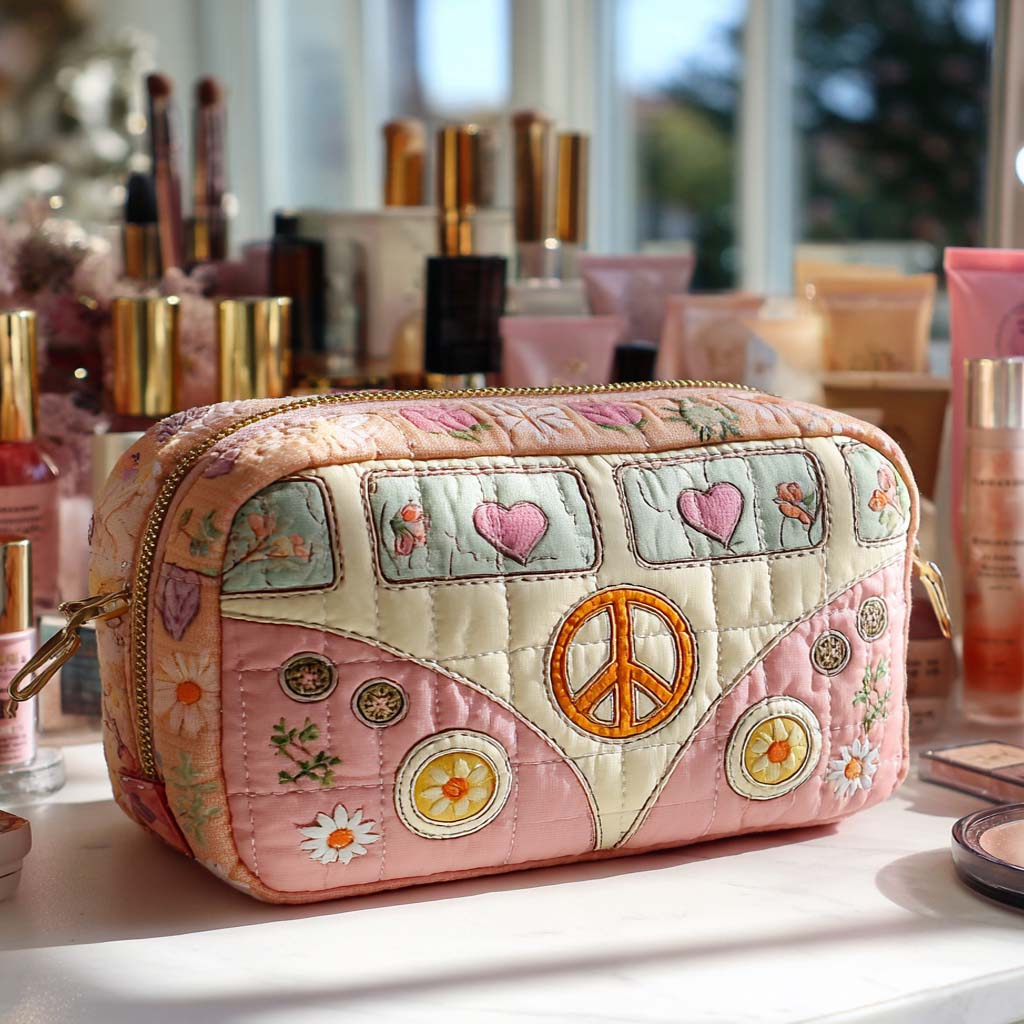 Pastel Dream Van quilted makeup bag – Louise London