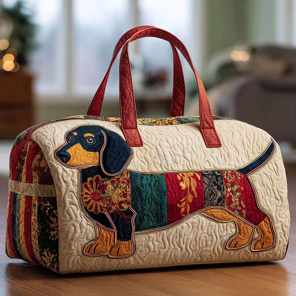 Quilted Crossbody Travel Bag with Patchwork Puppy by Louise London