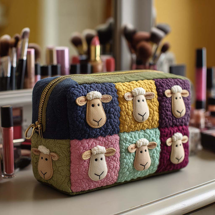 Patchwork Sheep quilted makeup bag – Louise London
