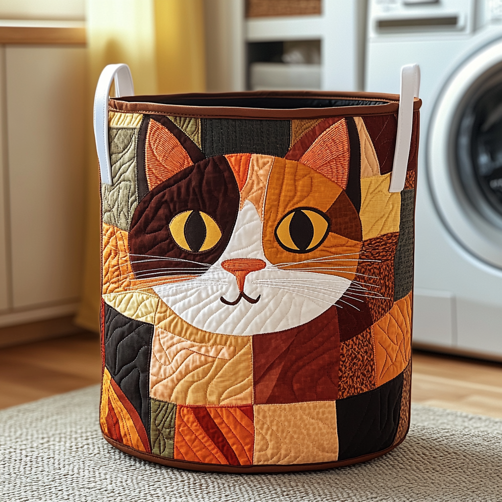 Quilted Cat-Shaped Laundry Basket