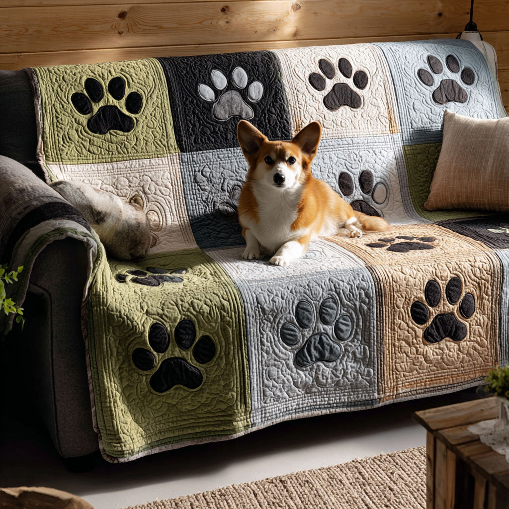 Quilted sofa cover with cottage paws – Louise London