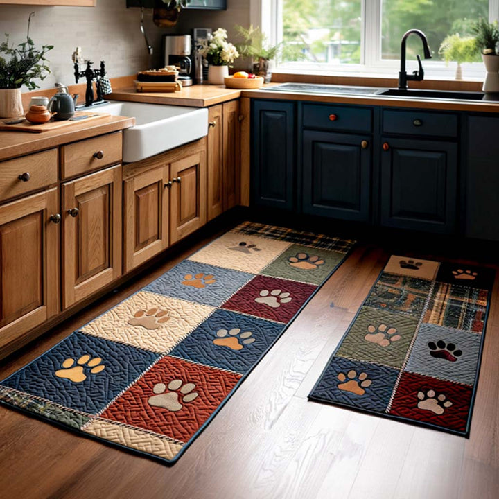 Kitchen Rug with Paw Print by Louise London