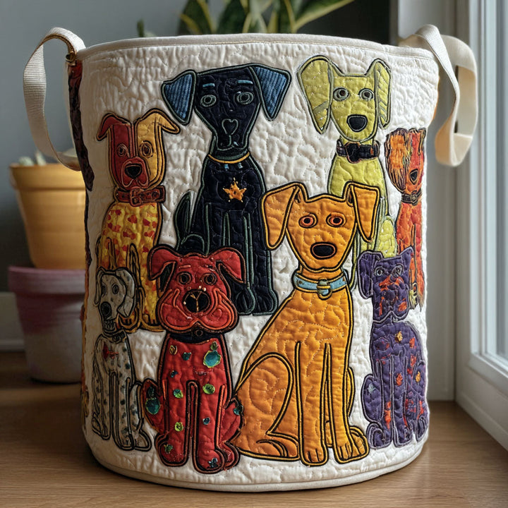 Quilted laundry basket with decorative prints by Louise London