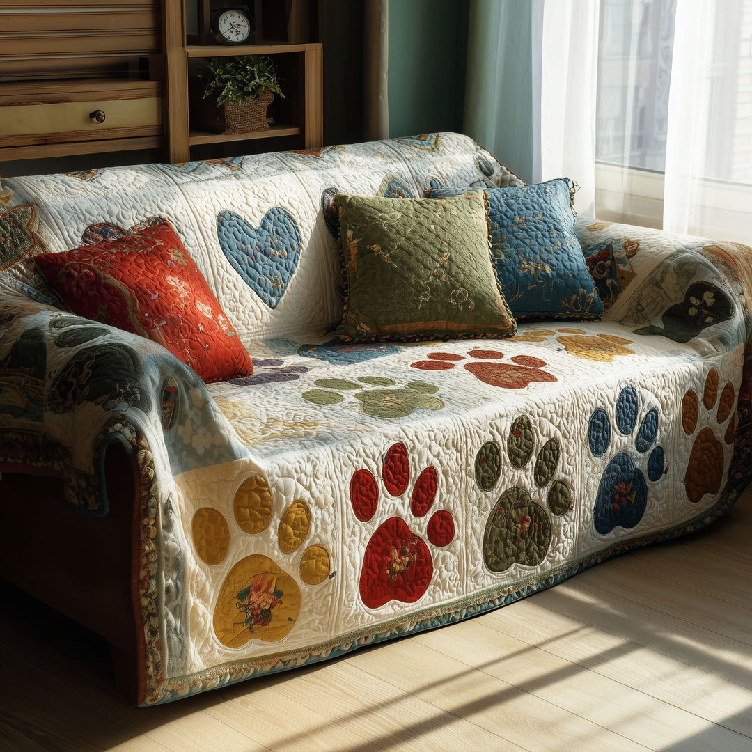 Quilted sofa cover with cosy paws – Louise London