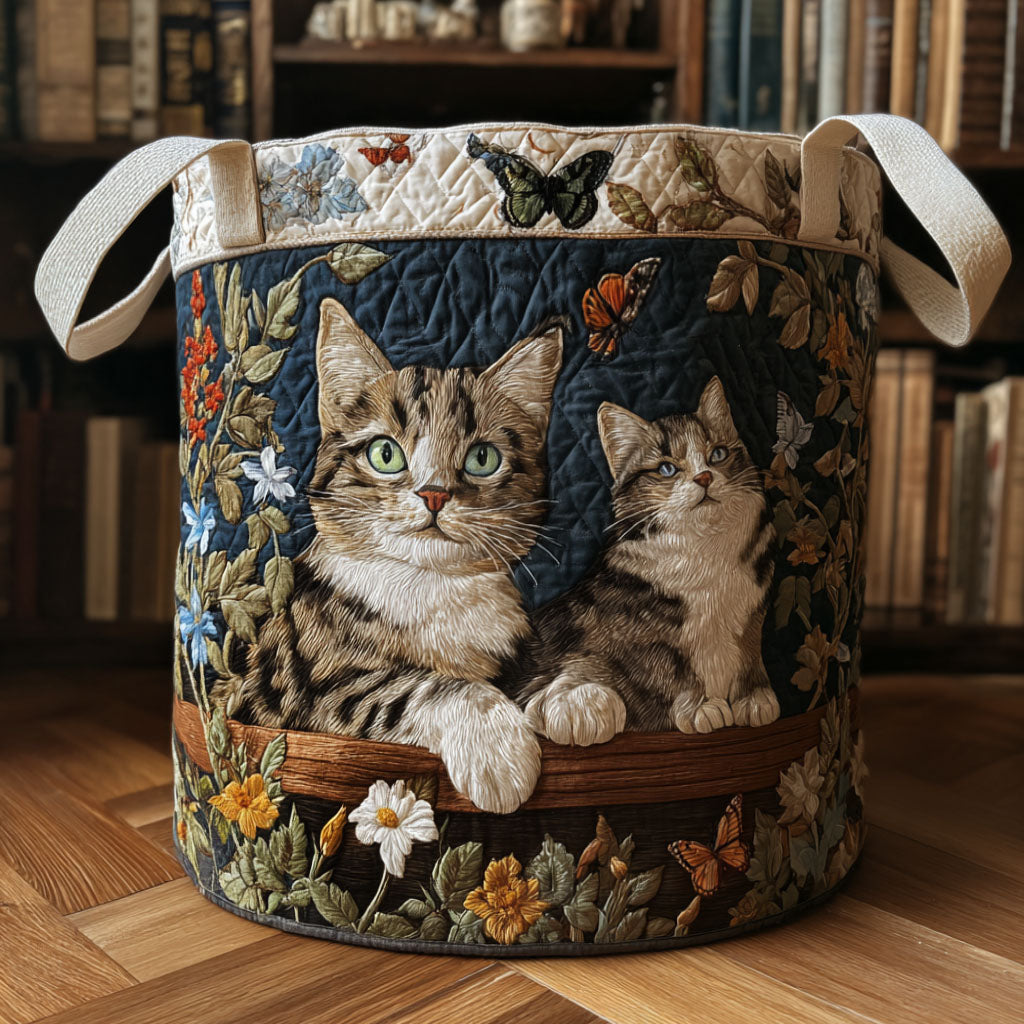 Quilted laundry basket with decorative prints by Louise London