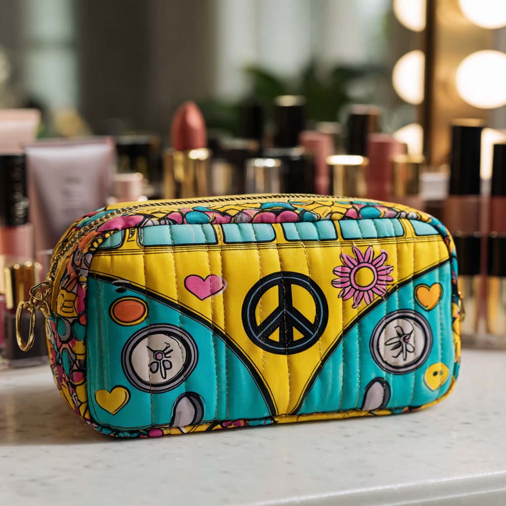Peace Ride Glow quilted makeup bag – Louise London