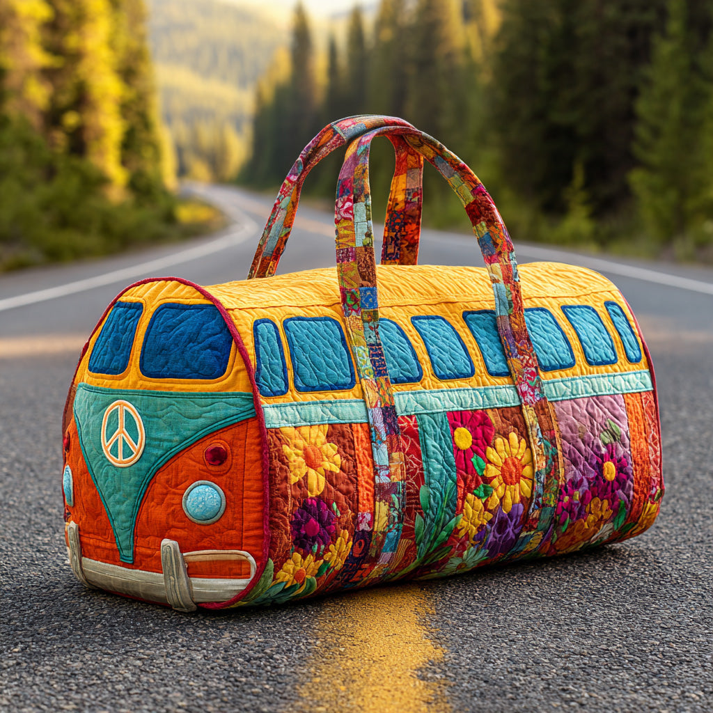 Quilted Travel Bag with Peace Van by Louise London