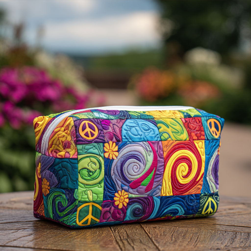 Peace Vibe quilted makeup bag – Louise London