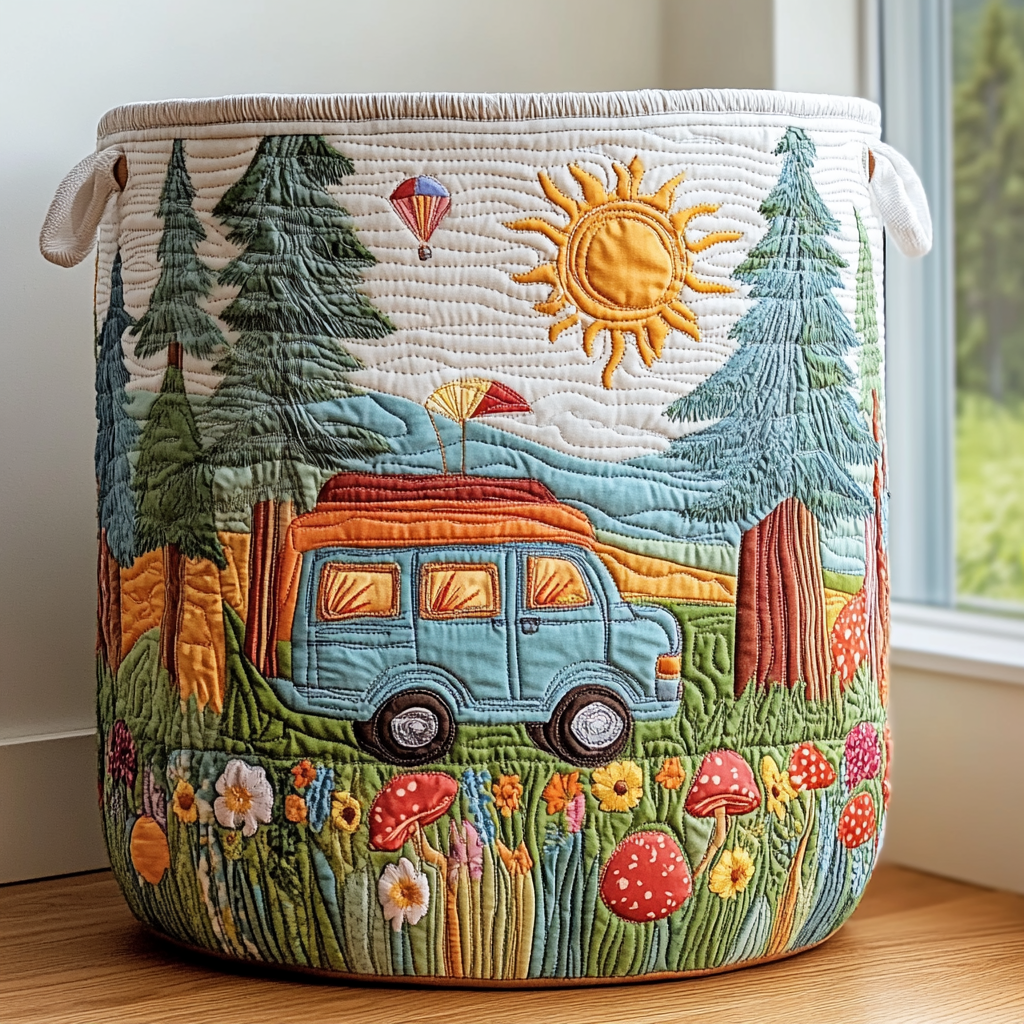 Quilted laundry basket with serene journey by Louise London