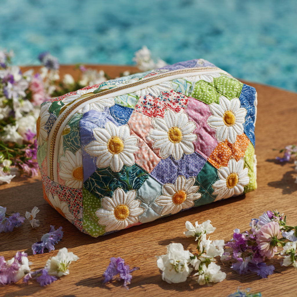 Petal Path quilted makeup bag – Louise London