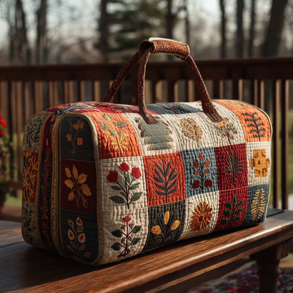 Quilted Travel Bag with Delicate Floral Pattern by Louise London