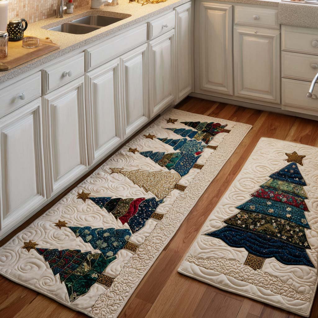 Non-slip Christmas Kitchen Mat with Pine by Louise London