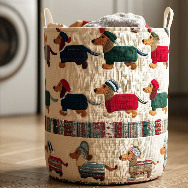 Quilted Laundry Basket with Dachshund by Louise London