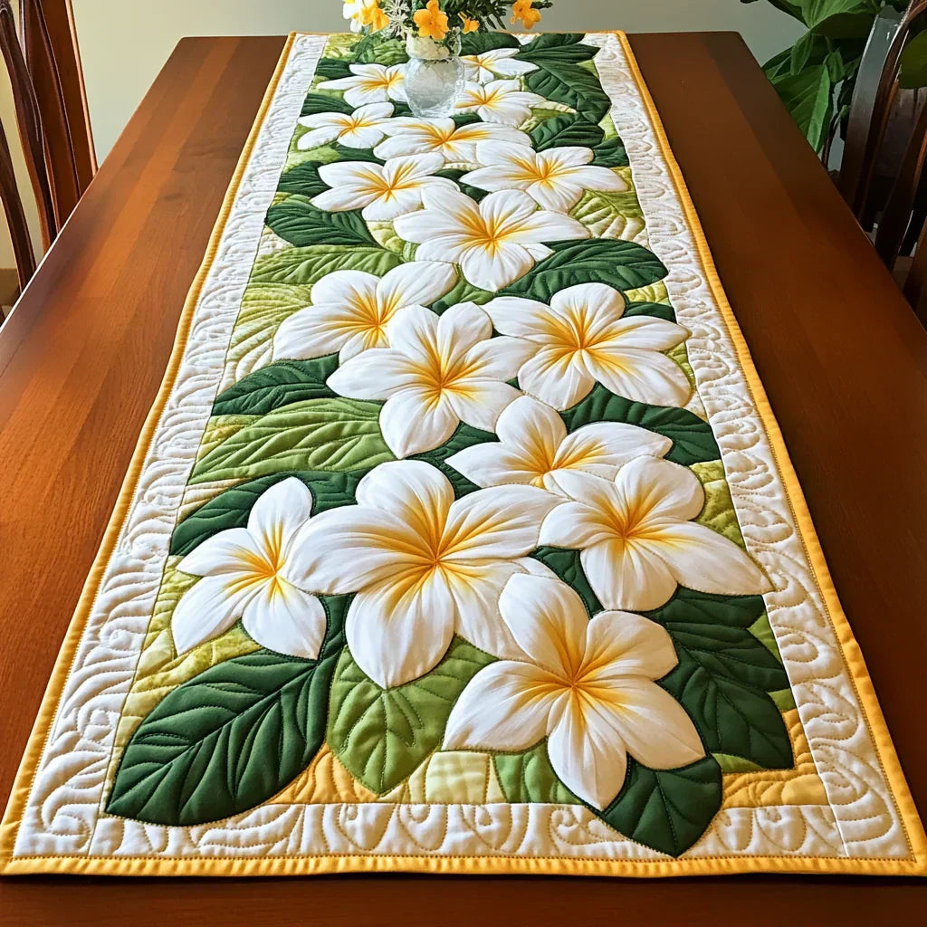 Quilted Tablecloth - Frangipani Flowers