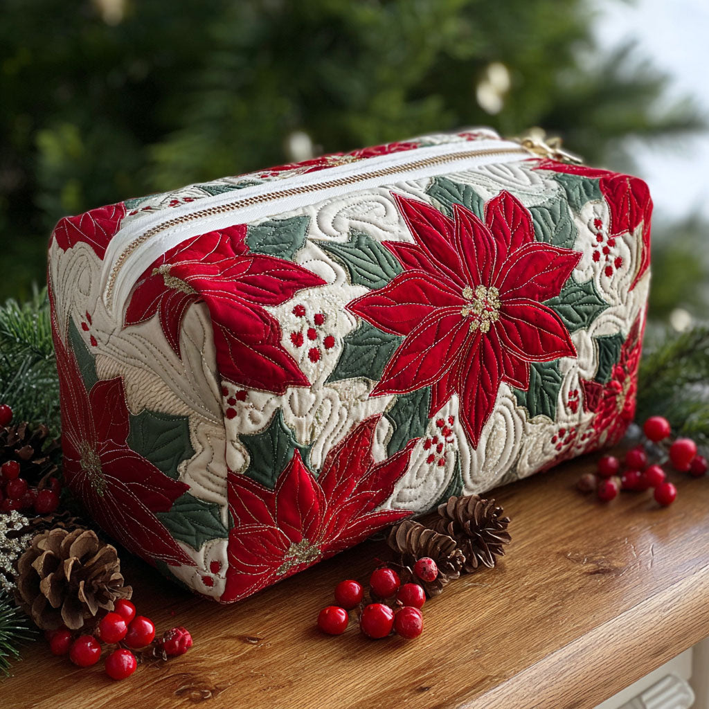 Poinsettia quilted makeup bag – Louise London