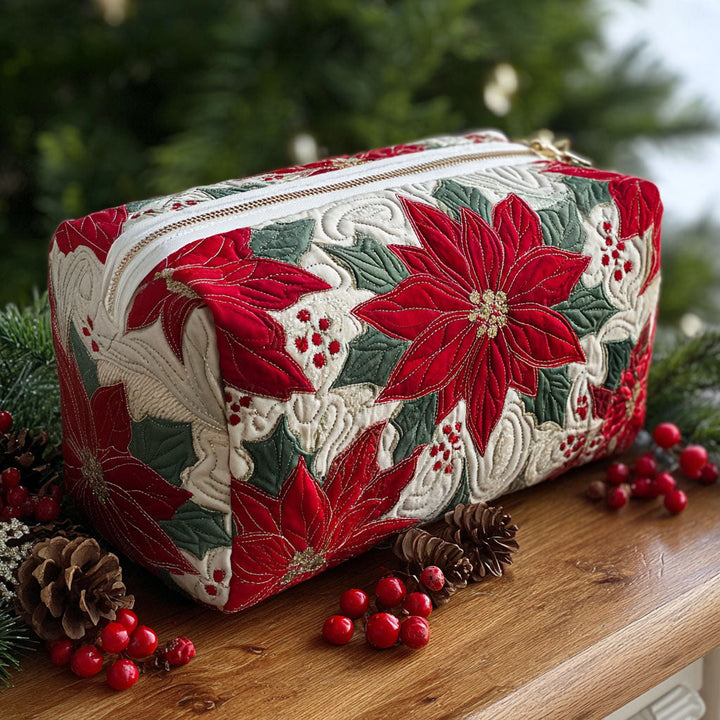 Poinsettia quilted makeup bag – Louise London