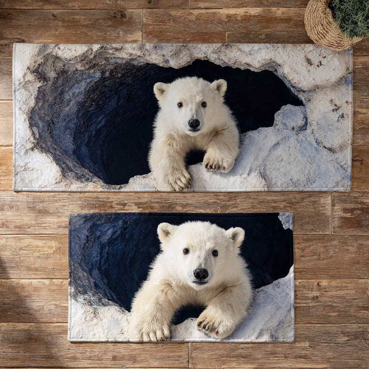 Winter Non-Slip Kitchen Mat with Snowy Details by Louise London