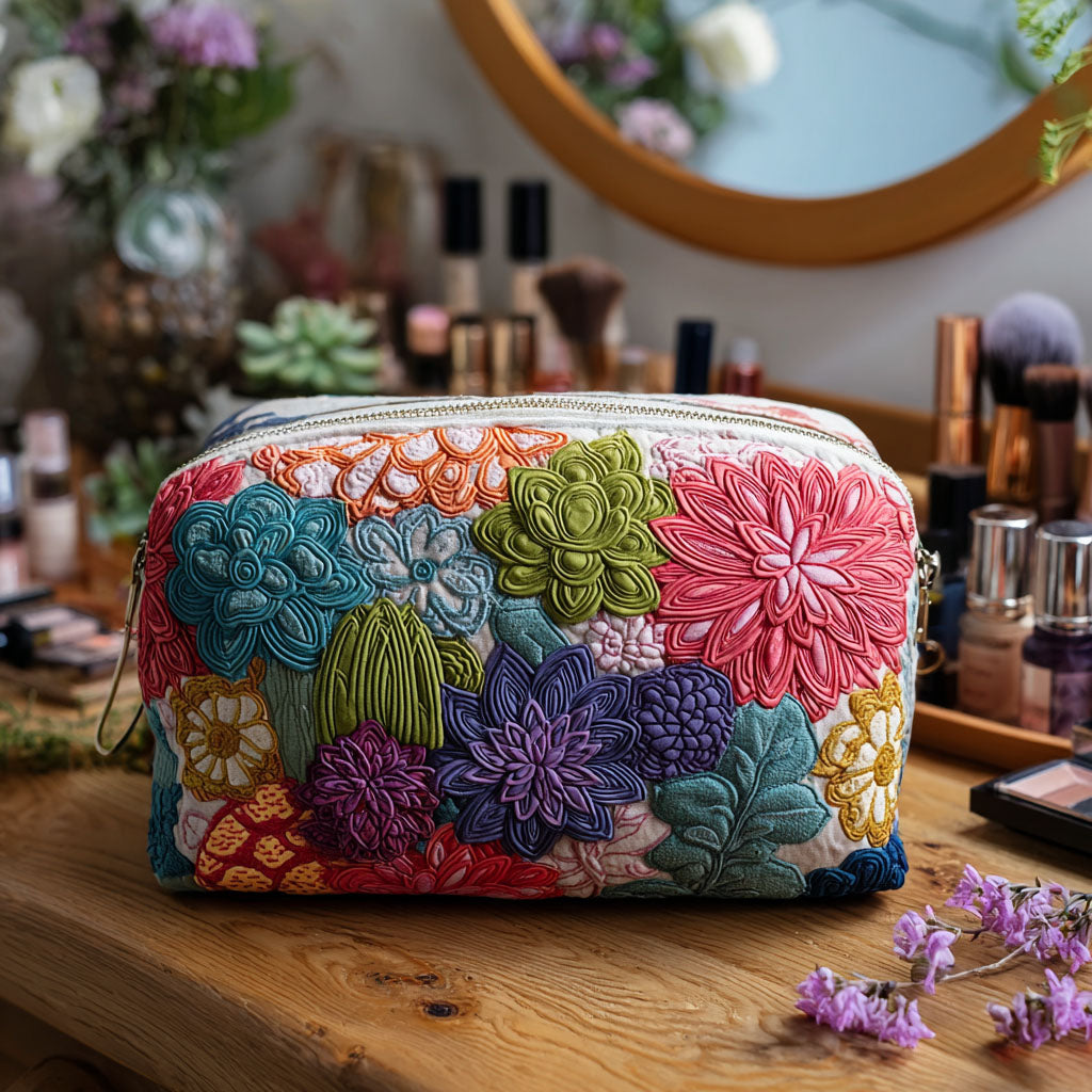 Prickly Garden quilted makeup bag – Louise London
