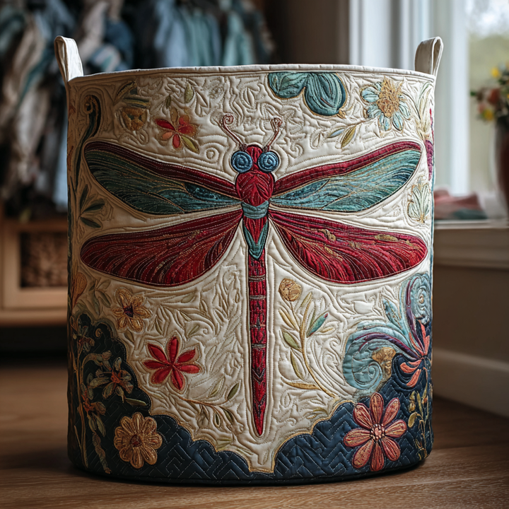 Quilted laundry basket with dragonflies NCU0DDK1157