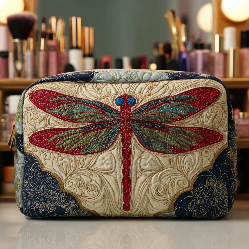 Pure Dragonfly quilted makeup bag – Louise London