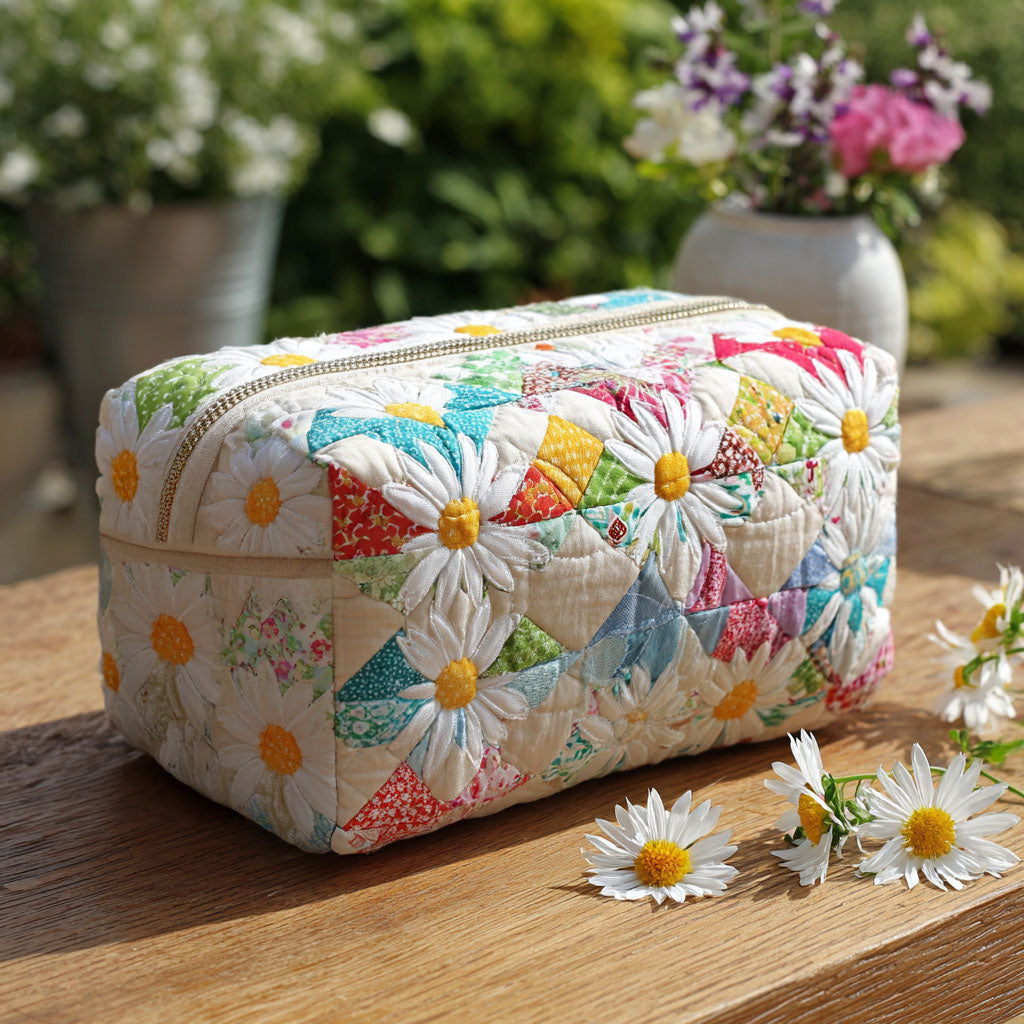 Pure Meadow quilted makeup bag – Louise London