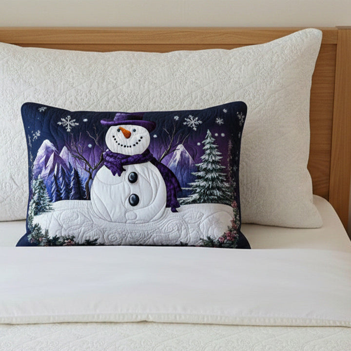 Quilted pillow cover with purple snowman NCU0NT10284