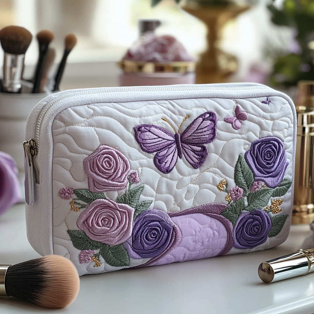 Purple Elegance quilted makeup bag – Louise London