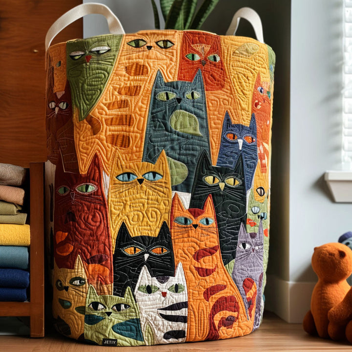 Quilted Cat-Shaped Laundry Basket