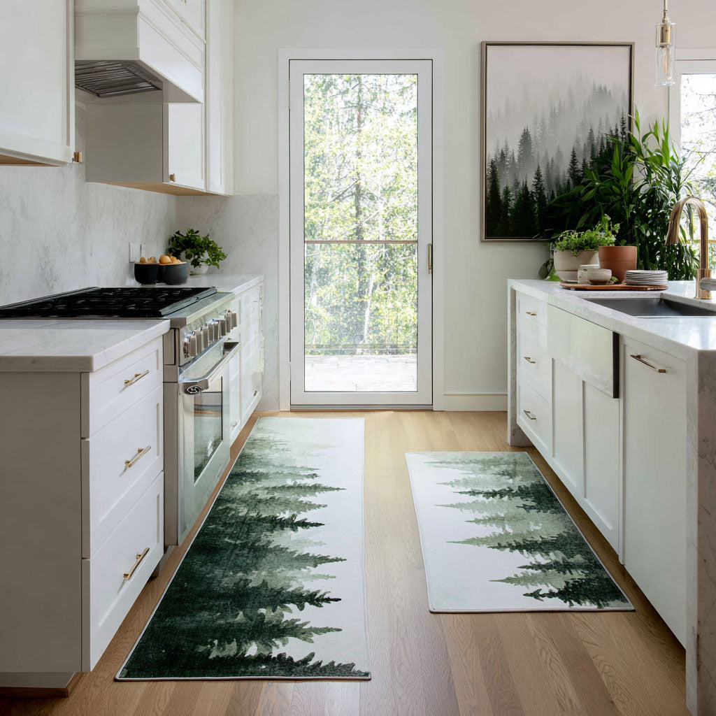 Non-slip kitchen rug with tranquil valley by Louise London