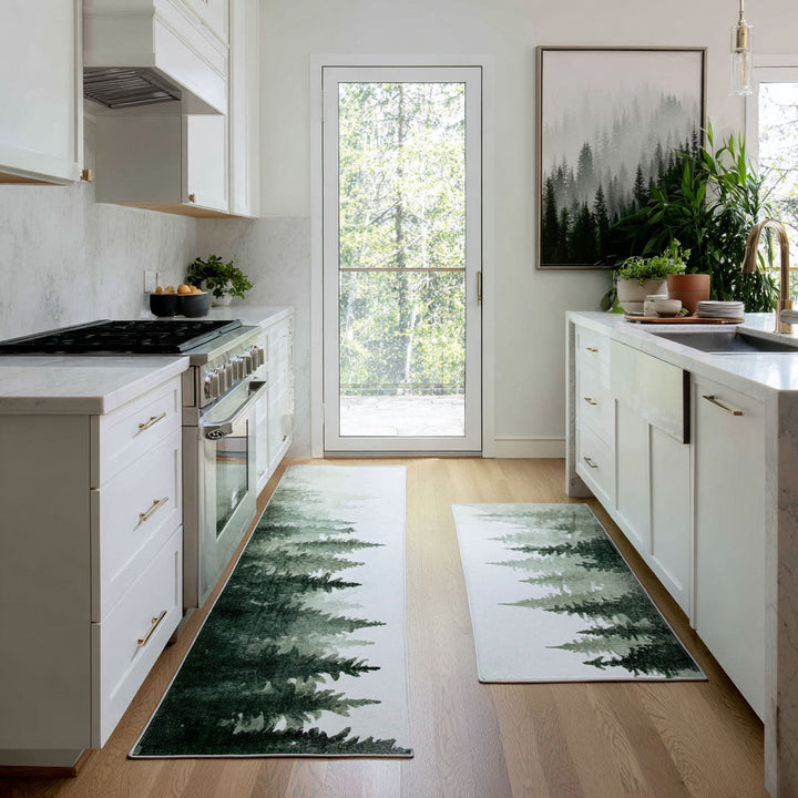 Non-slip kitchen rug with tranquil valley by Louise London