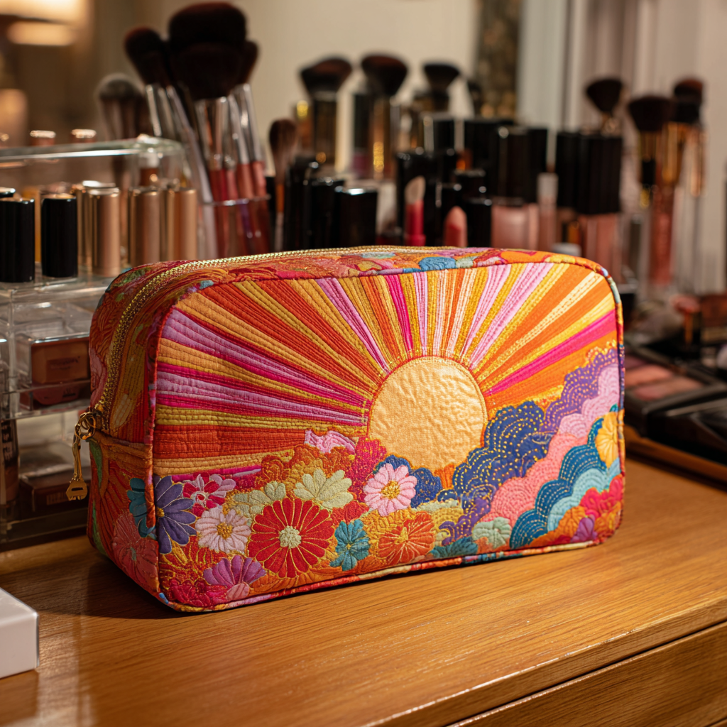 Radiant Bloom quilted makeup bag – Louise London
