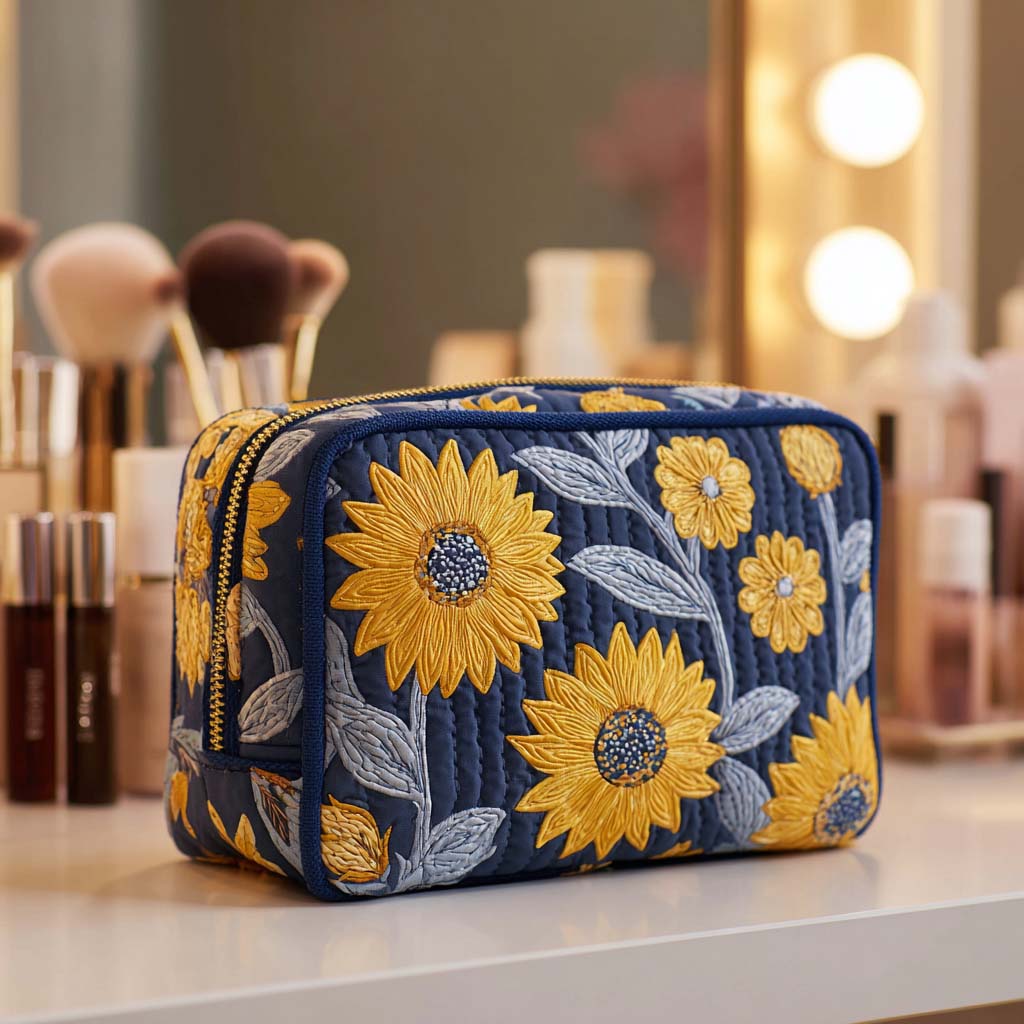 Radiant Bloom quilted makeup bag – Louise London