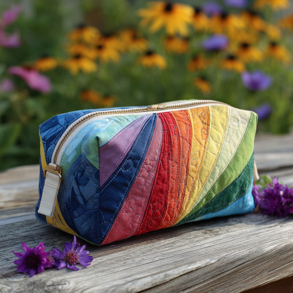 Rainbow Flow quilted makeup bag – Louise London