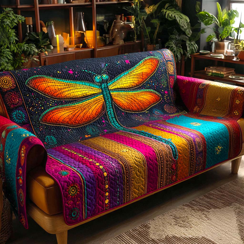 Quilted sofa cover with dragonflies NCU0VT326
